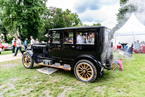 1919 Stanley Steamer vintage classic car on display during the 2017 Classic Days at Schloss Dyk in Juchen, Germany.
