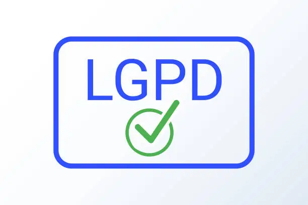 Vector illustration of LGPD - Brazilian Data Protection Authority DPA, rights under the Lei Geral de Prote o de Dados - Spanish . Vector icon