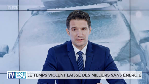 istock Male anchor presenting breaking news about severe weather causing power outage 1289018003