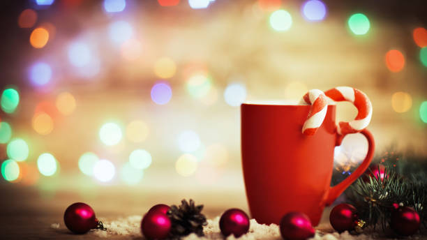 istock Christmas mug on wooden background. photo with copy space 1289018199
