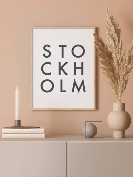istock 3d render of a modern mockup interior with wooden frame on an empty wall 1289021071