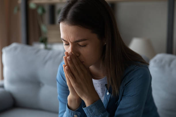 istock Upset young woman feel stressed with personal problems 1289021383