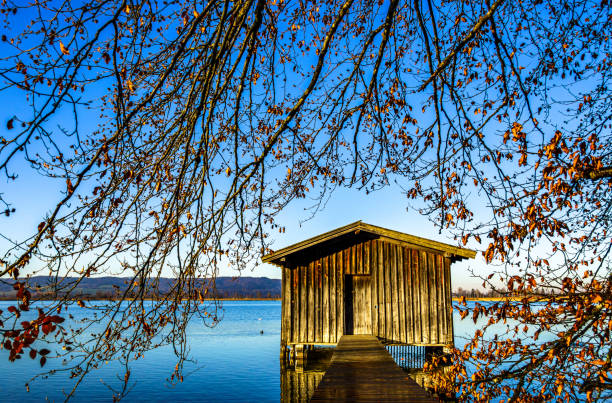 old hut at the kochel lake - bavaria - germany