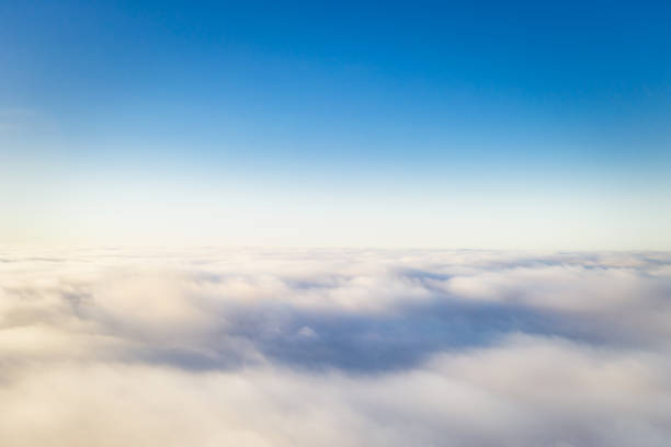 istock Panoramic image of the blue sky above the thick clouds 1289023789