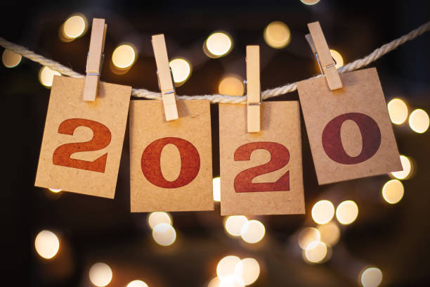istock Year 2020 Written on Pinned Cards on a String 1289024198