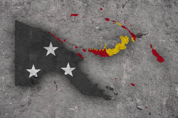 istock Map and flag of Papua New Guinea on weathered concrete 1289025762
