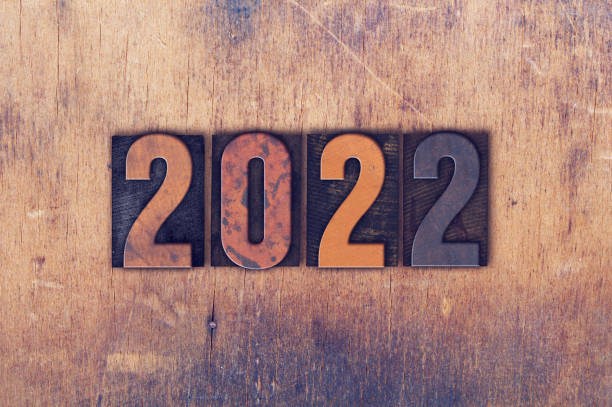 istock Year 2022 Written in Vintage Letterpress Block Type 1289026061