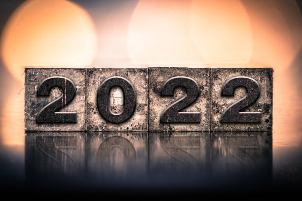 istock Year 2022 Written in Vintage Letterpress Block Type 1289026730