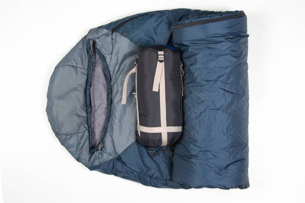 istock folded sleeping bag on a white background. items for tourism and camping 1289027448