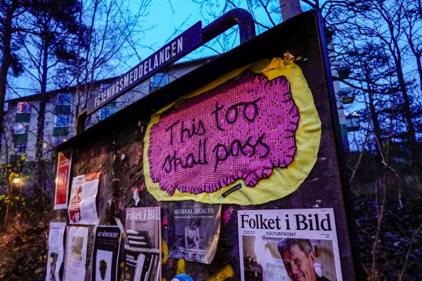 Strockholm, Sweden Dec 2, 2020 A community message board with the saying \