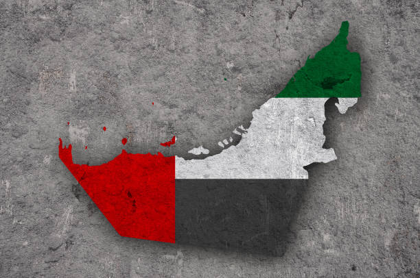 istock Map and flag of United Arab Emirates on weathered concrete 1289028227