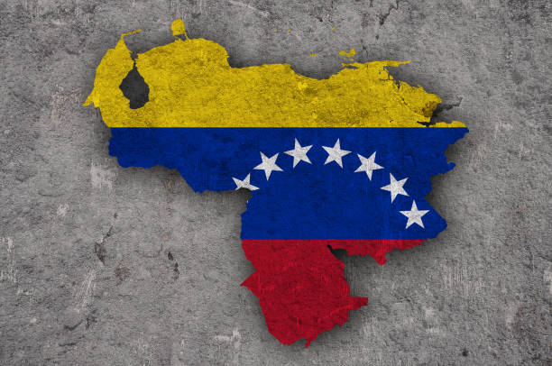 istock Map and flag of Venezuela on weathered concrete 1289028271