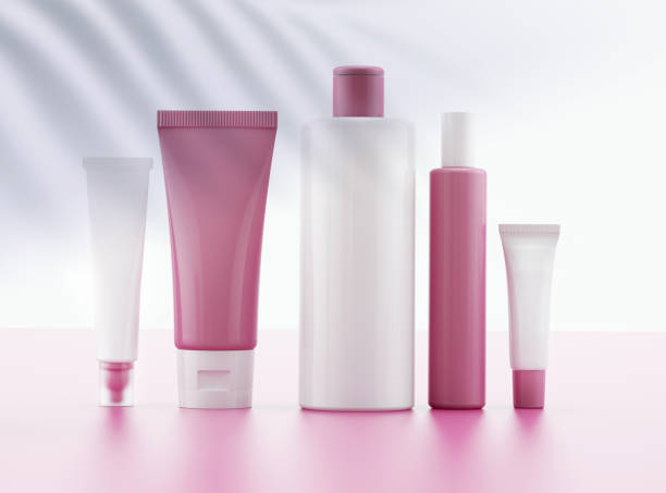istock Beauty products packaging. Face cream, serum, lotion, moisturizer and shadow leaves 1289028790