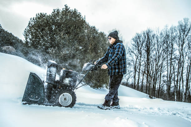 istock Snowy Winter - Man Using a Snowblower Outdoors 1289029812