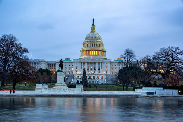 istock US Capitol Building and reflecting poll at night in Washington, D.C. 1289030458