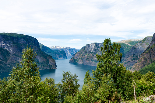 Shot from the mountains at Aurlandfjorden, Norway.