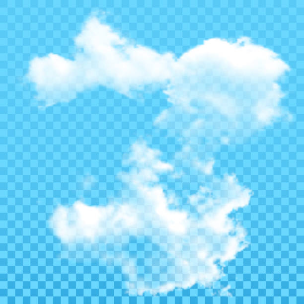 Set of realistic clouds Set of realistic clouds.Weather elements for design on an isolated transparent background.3D vector illustration. cirrus clouds isolated stock illustrations
