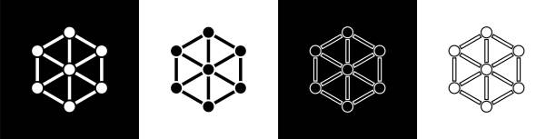 illustrazioni stock, clip art, cartoni animati e icone di tendenza di imposta l'icona ogm isolata su sfondo bianco e nero. acronimo di organismo geneticamente modificato. modifica del cibo del dna. vettore - genetic modified organism