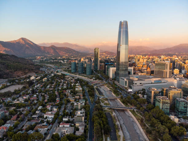 istock Aerial view of Santiago de Chile at sunset 1289039263