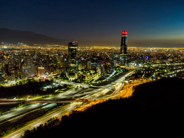 istock Aerial view of Santiago de Chile at night 1289039264