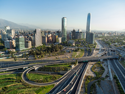 Aerial view of Santiago de Chile financial district