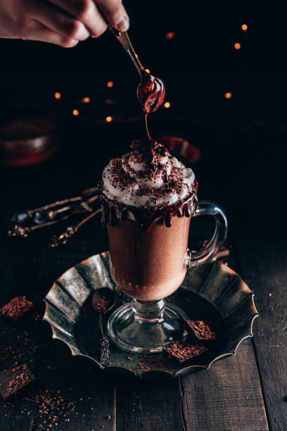 istock Milkshake with chocolate and whipped cream, dark photo 1289039389