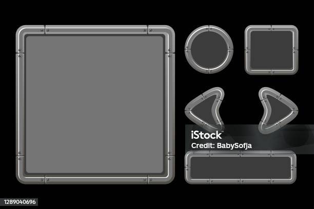 Gabar Gui Kit Ui Permainan Vektor Menu Logam Template Dari Gui Grafis Dan Tombol ...