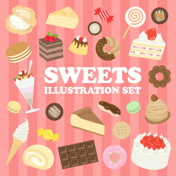 ilustrações de stock, clip art, desenhos animados e ícones de illustration set of sweets. - parfait glass