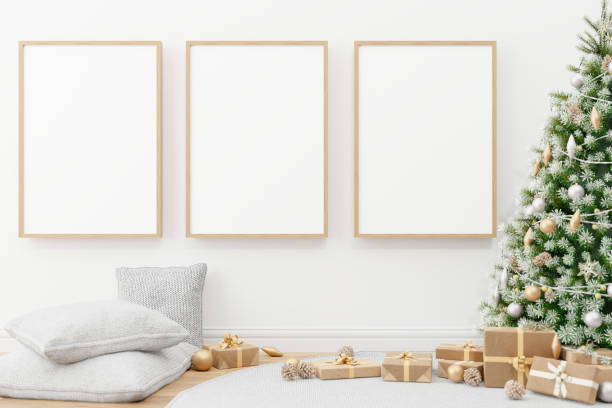 istock Interior wall mock up with vertical wooden poster photo frame 1289043785