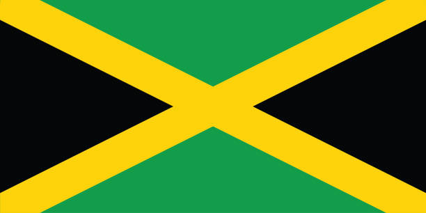 nationale jamaica flagge, offizielle farben und proportion richtig. nationale njamaica flagge. vektor-illustration. eps10. jamaica flagge vektor-symbol, einfaches, flaches design für web oder mobile app. - greater antilles stock-grafiken, -clipart, -cartoons und -symbole