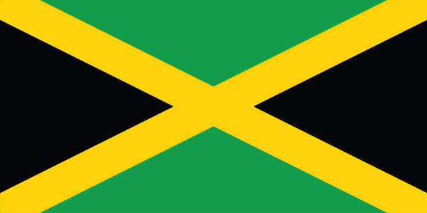 ilustraciones, imágenes clip art, dibujos animados e iconos de stock de bandera nacional de jamaica, colores oficiales y proporción correctamente. bandera nacional de njamaica. ilustración vectorial. eps10. icono vectorial de la bandera de jamaica, diseño simple y plano para la aplicación web o móvil. - central america illustrations