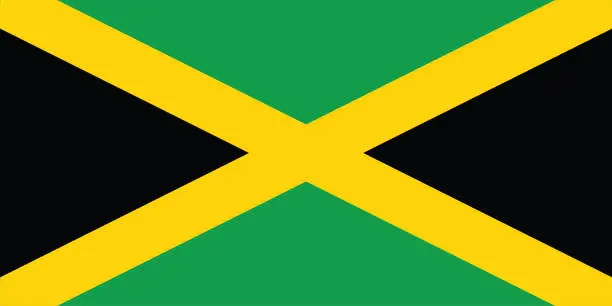 Vector illustration of National jamaica flag, official colors and proportion correctly. National Njamaica flag. Vector illustration. EPS10. jamaica flag vector icon, simple, flat design for web or mobile app.