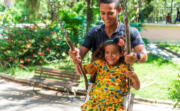 istock Young father swings his little daughter in the park 1289047708