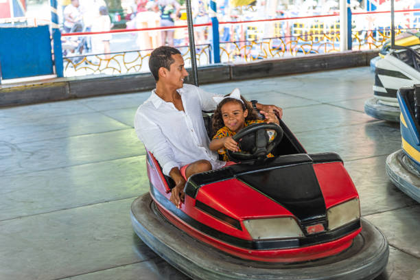 istock Bumper car ride with the best daddy 1289049229