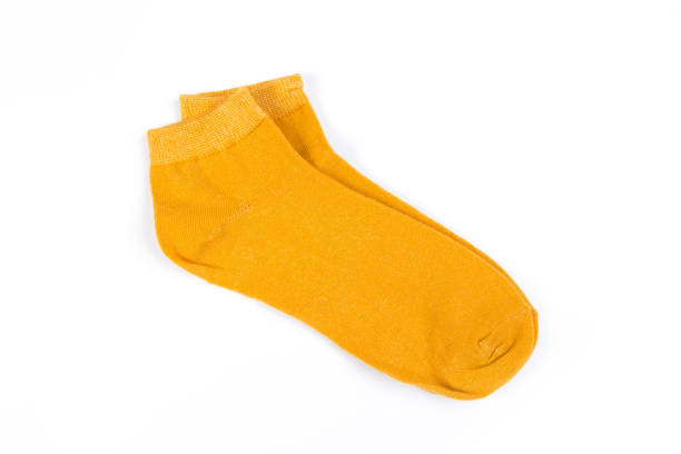 istock Pair of cute short socks on white background, top view 1289049416