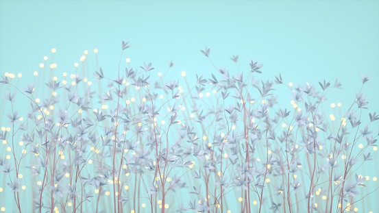 3d rendering of Flower Nature Background with bokeh's.