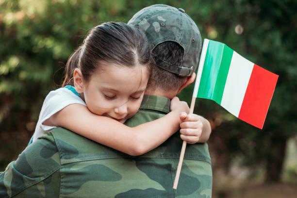 istock Italian Soldier And His Daughter 1289052326