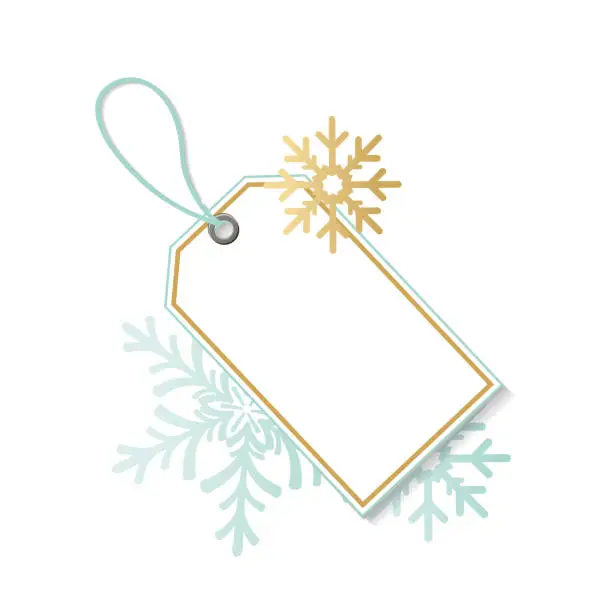 Vector illustration of Blank Blue And Gold Christmas Tags With Ornaments