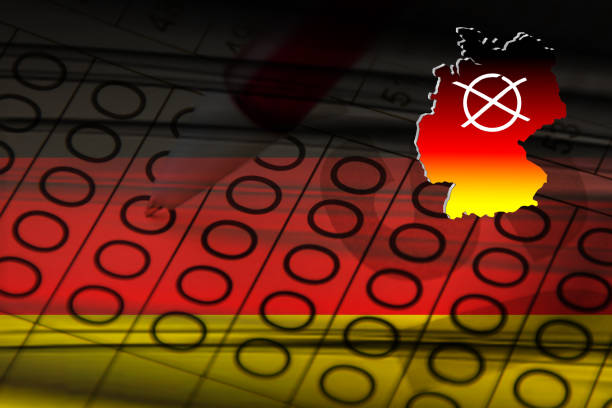 German federal elections State elections with Germany flag and election cross abstract German federal elections State elections with Germany flag and election cross abstract bundestag photos stock pictures, royalty-free photos & images