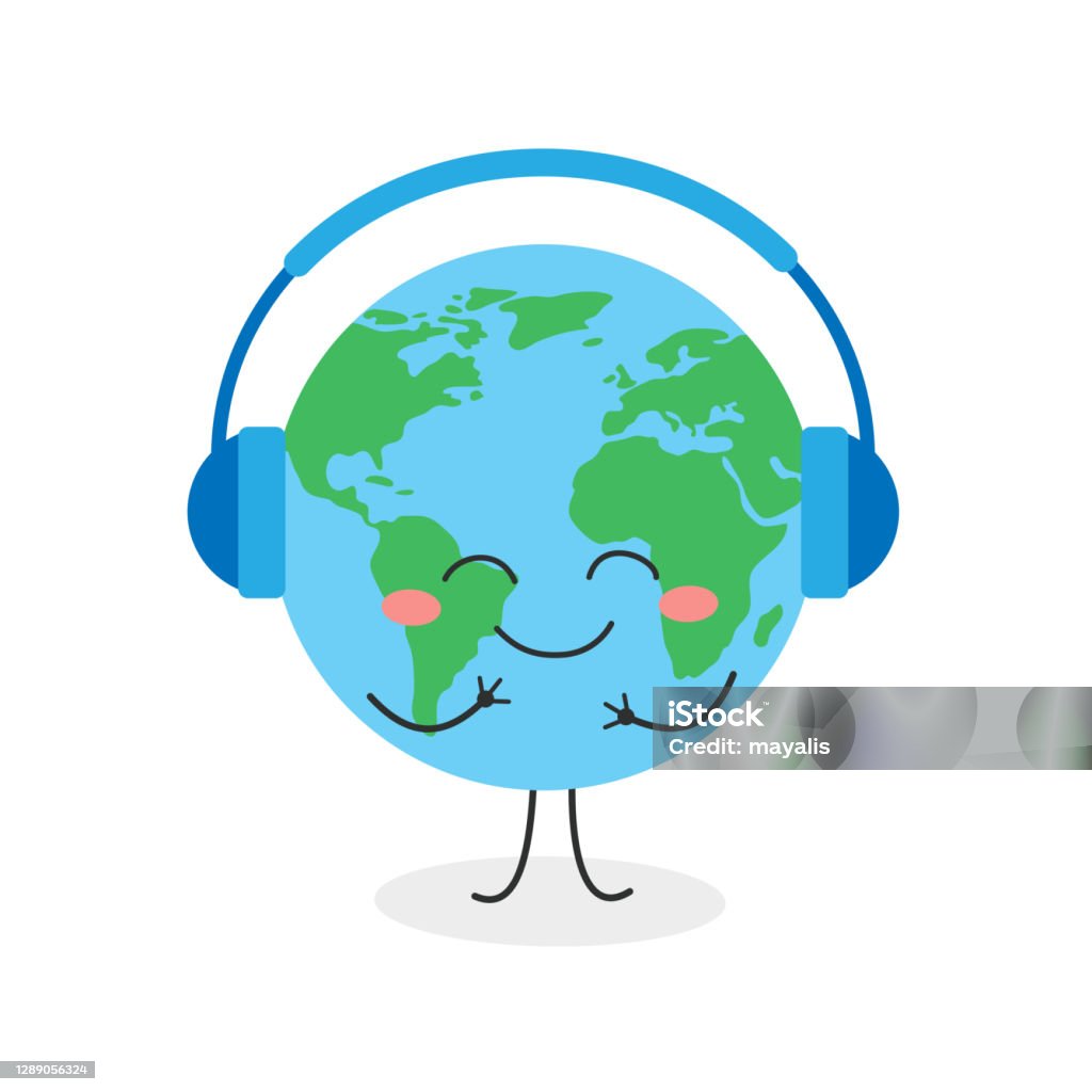 Ilustración de Alegre Tierra De Dibujos Animados Con Auriculares Escuchando  Música y más Vectores Libres de Derechos de Globo terráqueo - iStock