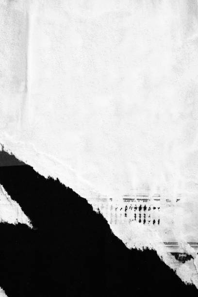 istock Old ripped torn paper crumpled creased posters grunge textures backdrop surface backgrounds placard Black and White 1289058367