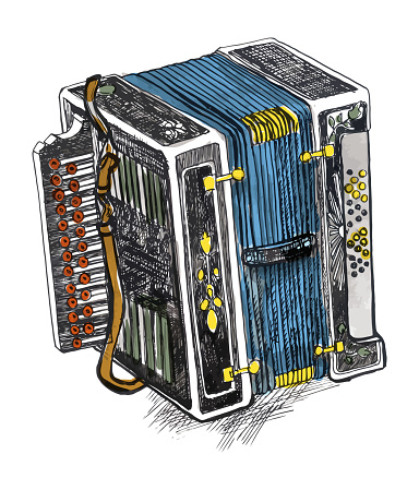 ink, pen. accordion illustration