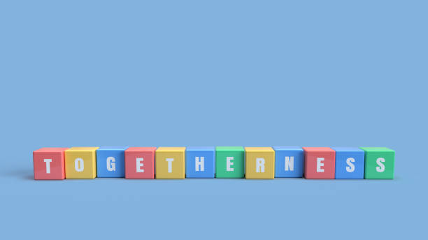 istock 3d rendering illustration of cube blocks showing 'togetherness' word 1289061208