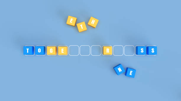 istock 3d rendering illustration of cube blocks showing 'togetherness' word 1289061229