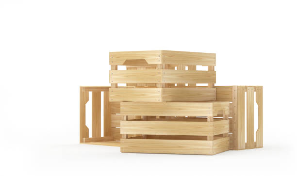 istock Heap of empty wooden boxes 1289062656