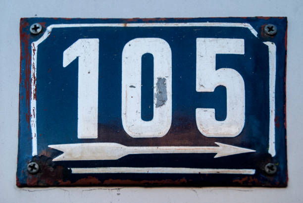 istock Weathered enameled plate number 105 1289063658