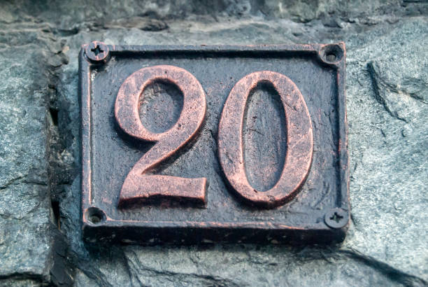 istock Old retro cast iron plate number 20 1289063686