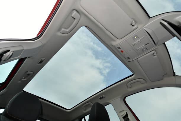 istock Panoramic sunroof in a passenger car 1289063725