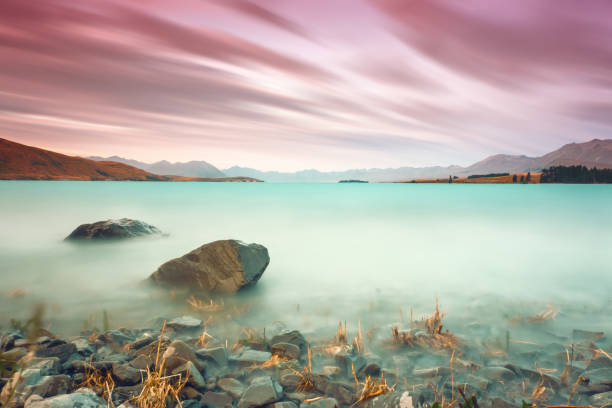 An image of a long time exposure at lake Tekapo New Zealand