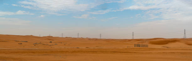 istock Middle East orange sand dunes desert panorama 1289067683